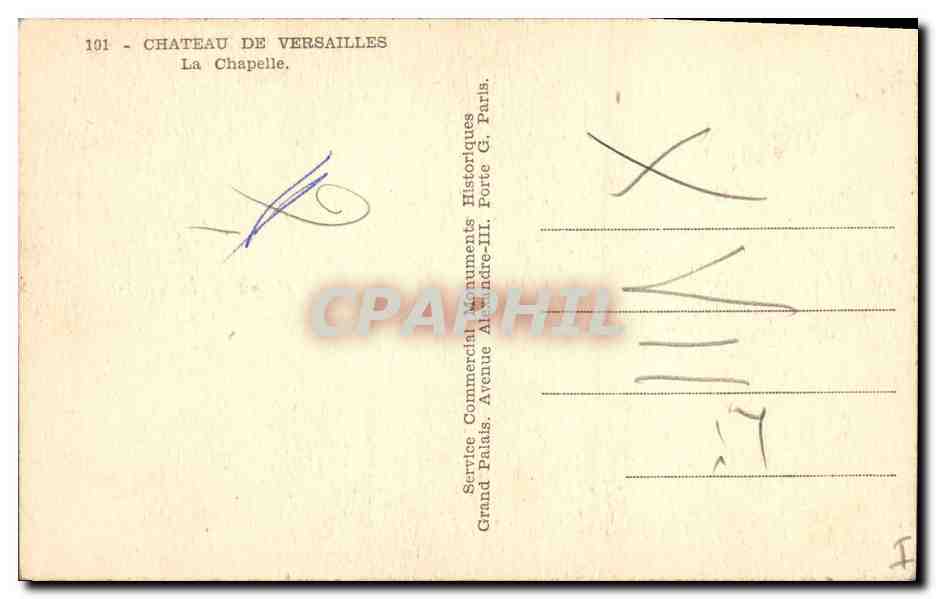CPA Orgue Chateau de Versailles La chapelle  — Verso