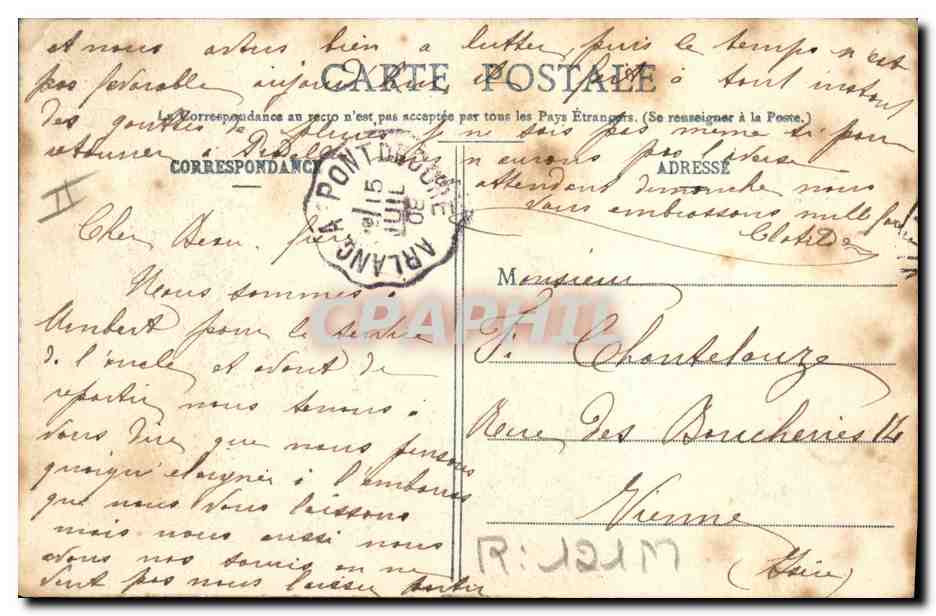 CPA Folklore Auvergne Couple dansant — Verso