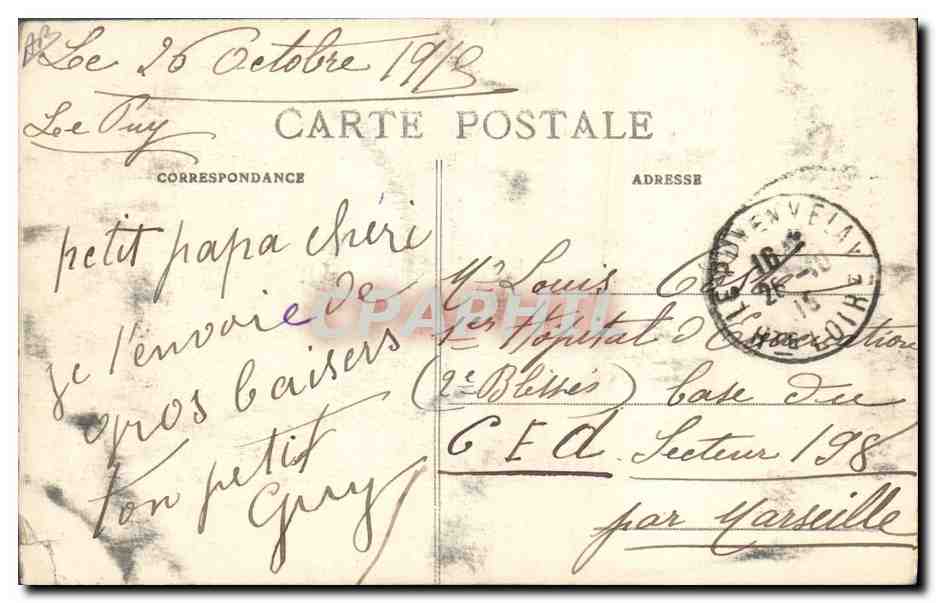 CPA Folklore Dentelliere des environs du Puy — Verso