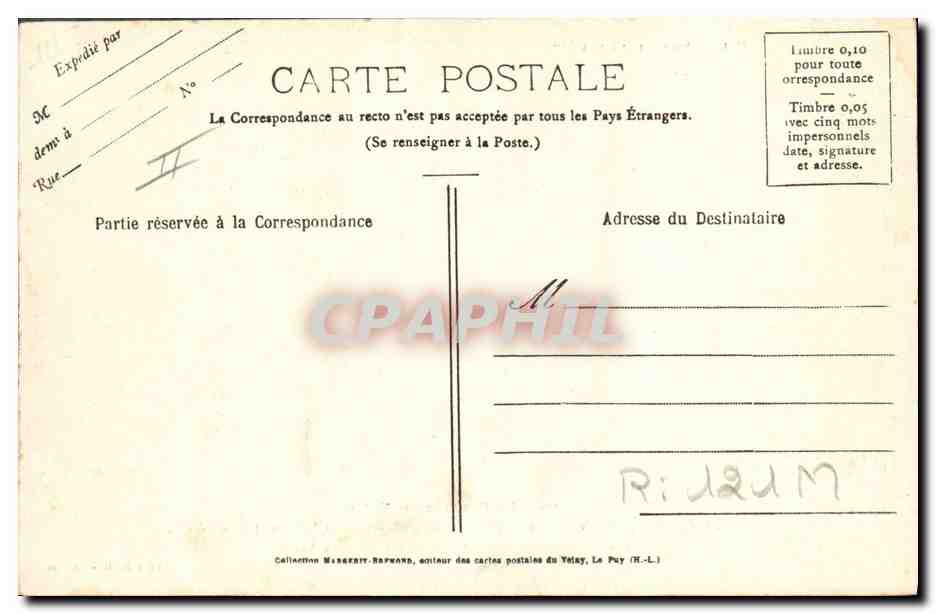 CPA Folklore Le Velay La Bourree du Velay  — Verso