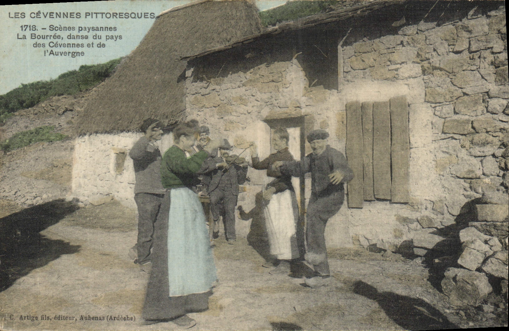 CPA Folklore Cevennes La bourree danse du pays des Cevennes et de l'Auvergne (carte toilee)