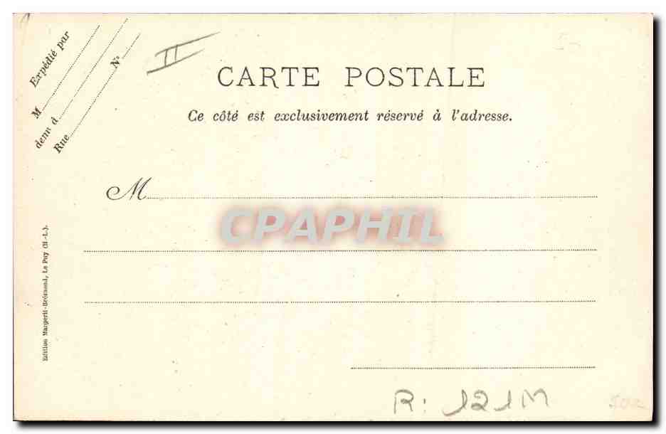 CPA Folklore Le Velay Environs du Puy Un jeune couple de montagnards du Velay Cheval — Verso