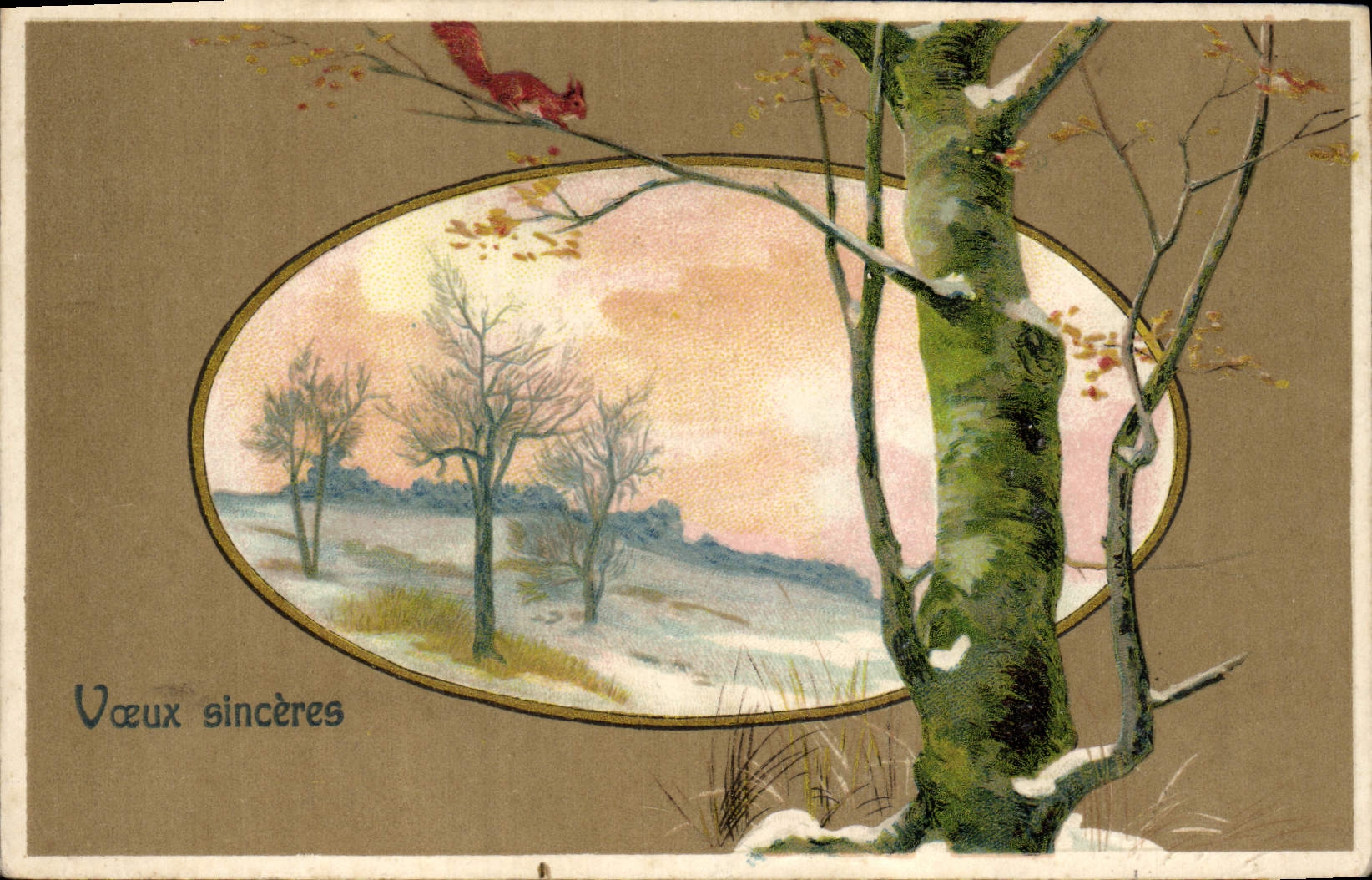 CPA Fantaisie Arbre Ecureuil 