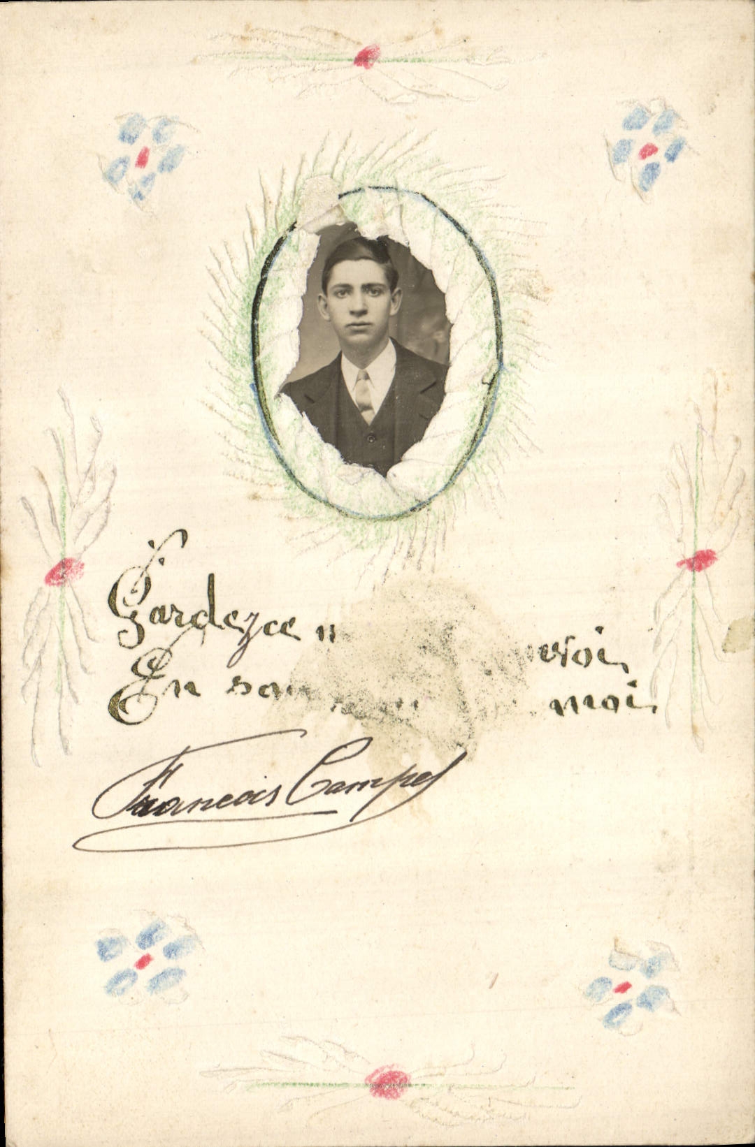 Portrait d'un jeune homme — carte postale personnalisée — François Campel