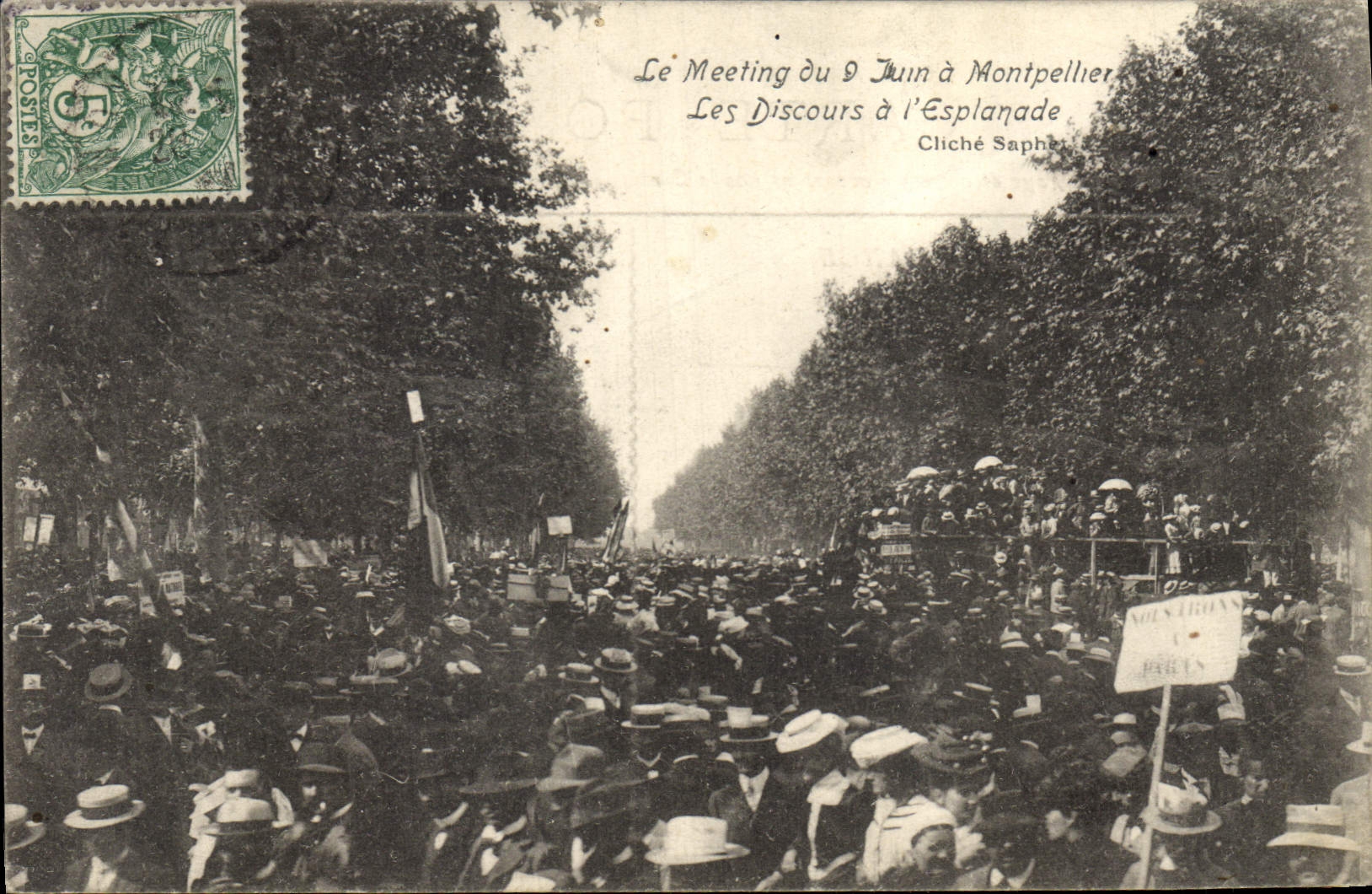 CPA Vin Vendanges Le meeting du 9 juin a Montpellier Les discours a l'esplanade TOP