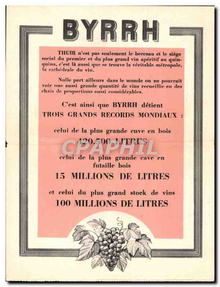 CPA Publicite Chais de Byrrh a Thuir — Verso