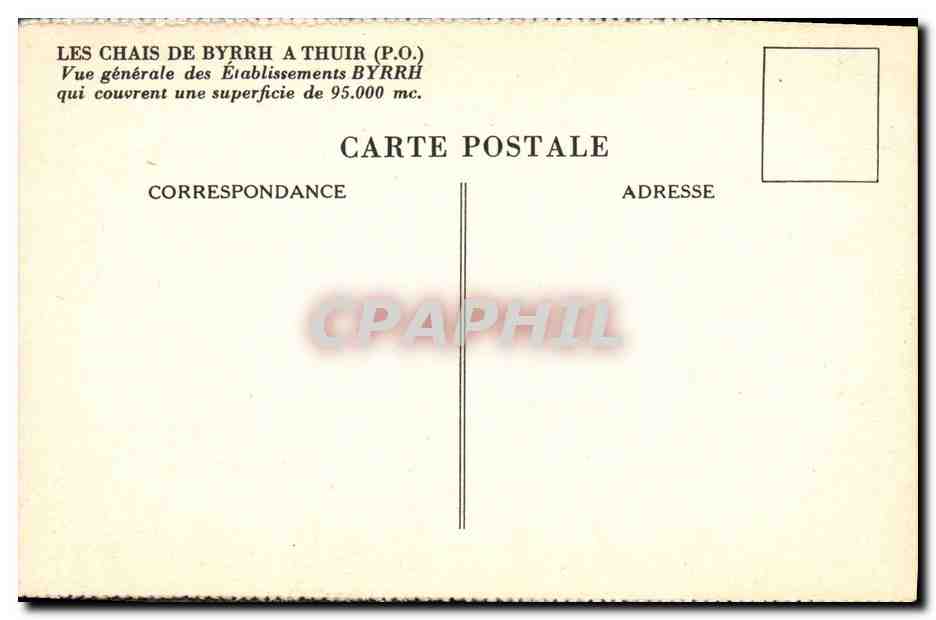 CPA Publicite Chais de Byrrh a Thuir Vue generale des etablissements Byrrh — Rückseite
