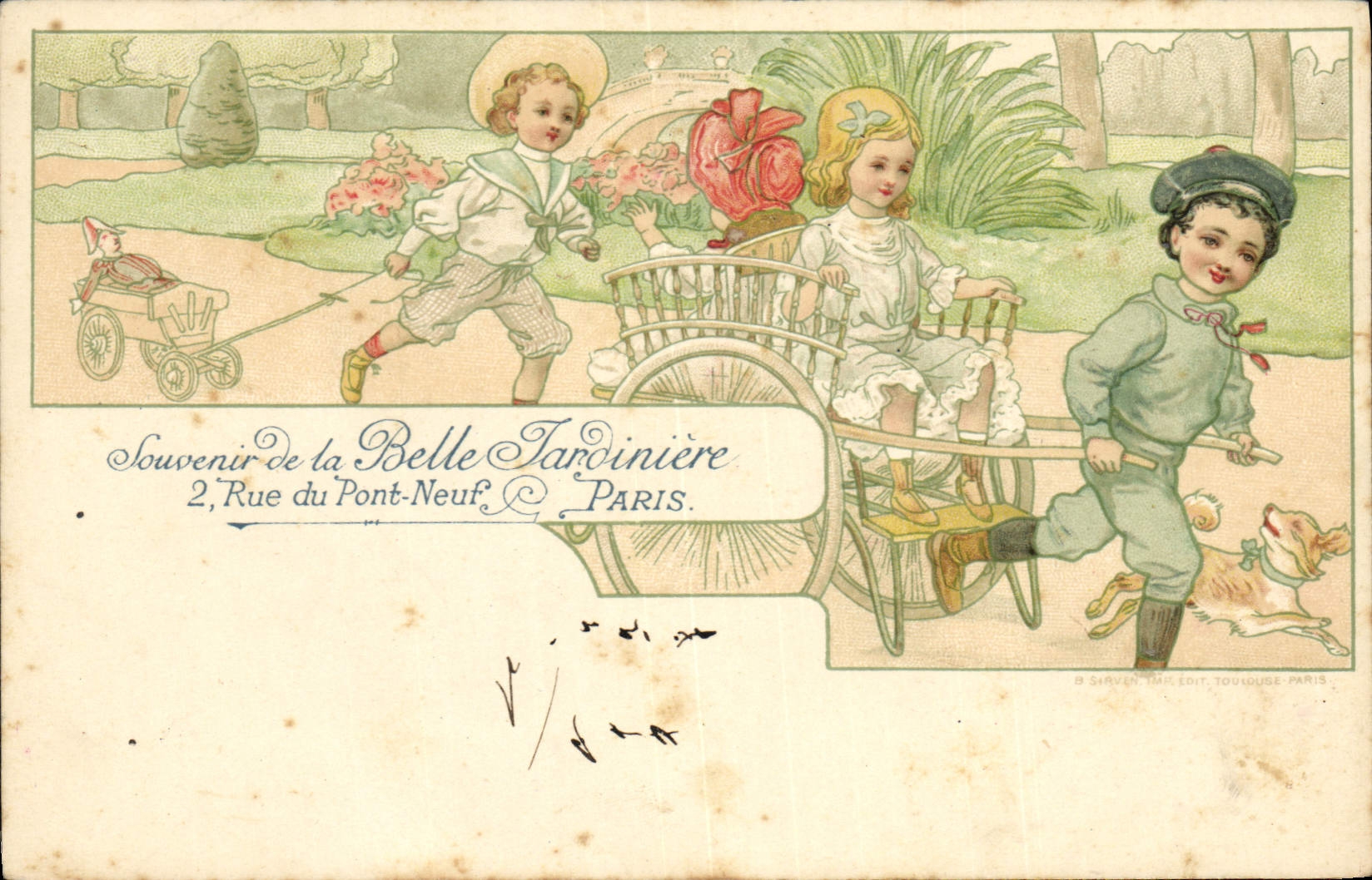 CPA Publicite Belle Jardiniere Paris Rue du Pont Neuf Paris Enfants