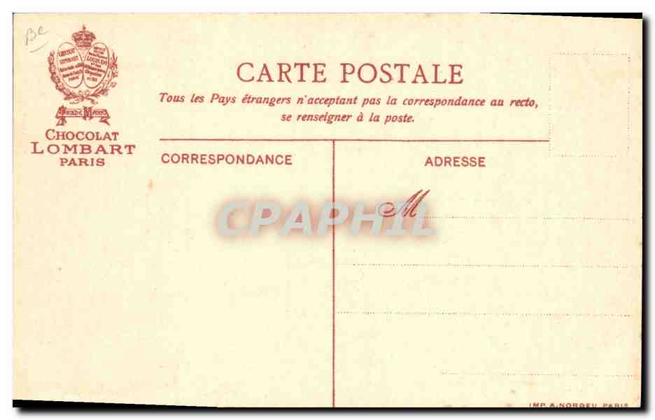 CPA Publicite Chocolat Lombart Paris La belle au bois dormant Serpent Contes de Perrault — Verso