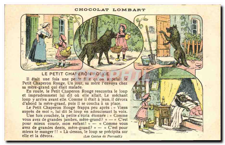 CPA Publicite Chocolat Lombart Paris Le petit chaperin rouge Contes de Perrault