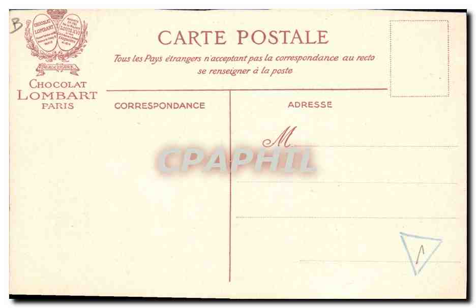 CPA Publicite Chocolat Lombart Mademoiselle Busc et Monsieur Corset — Verso