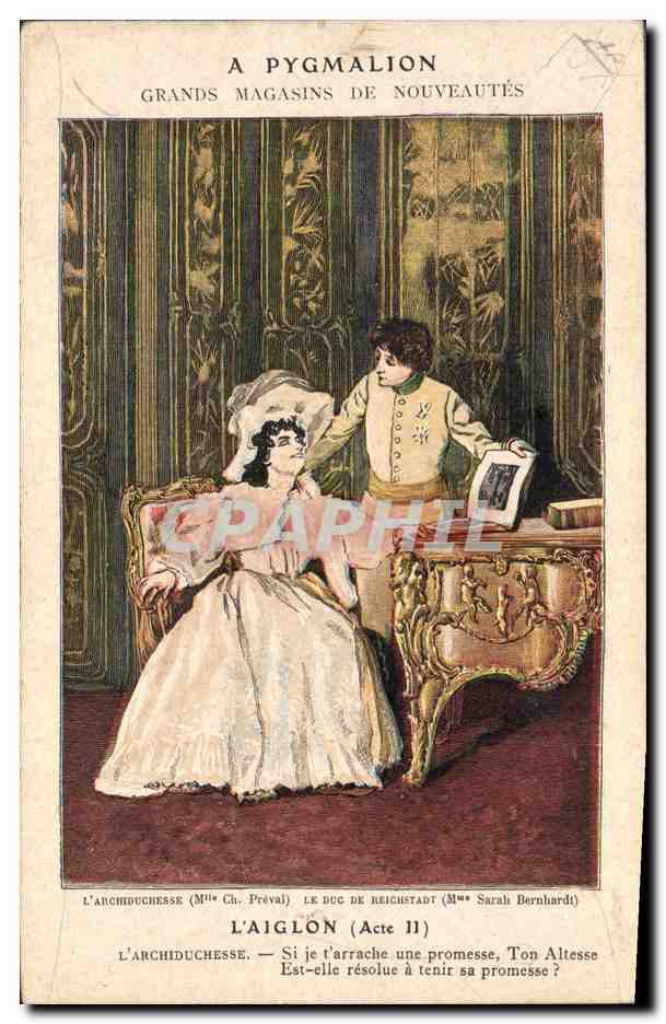 CPA Publicite Pygmalion Boulevard Sebastopol Paris Urpion L'Aiglon  — Verso