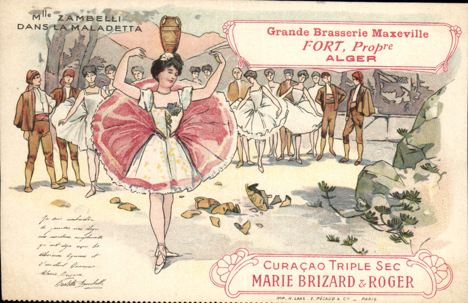 CPA Publicite Grande brasserie Maxeville Fort Alger Curacai Triple Sec Marie Brizard & Roger