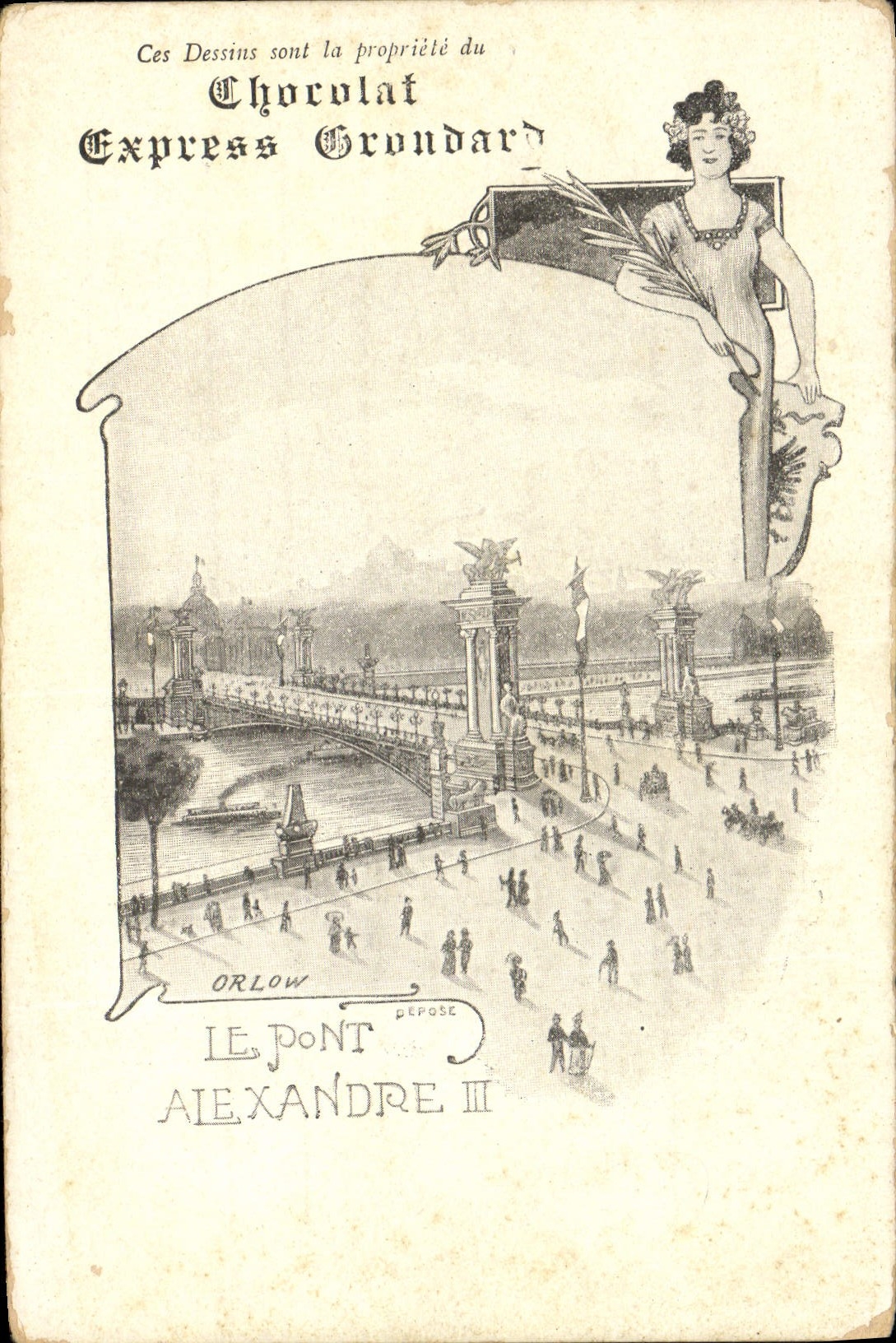 CPA Publicite Chocolat Express Grondard Paris Pont Alexandre III