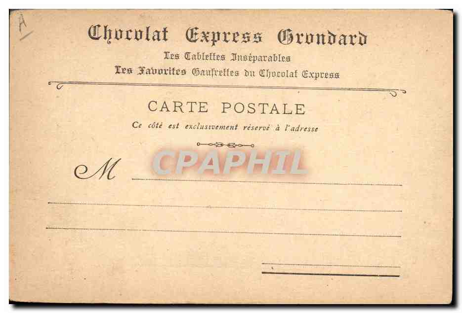 CPA Publicite Chocolat Express Grondard Paris Pont Alexandre III — Verso