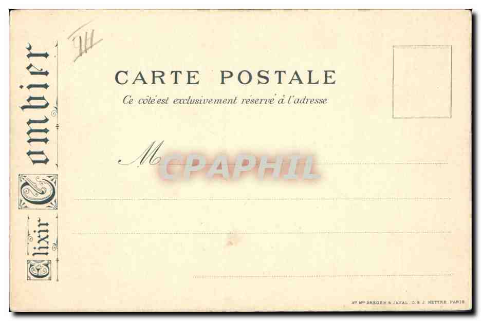 CPA Publicite Elixir Combier Chateau Usse — Verso