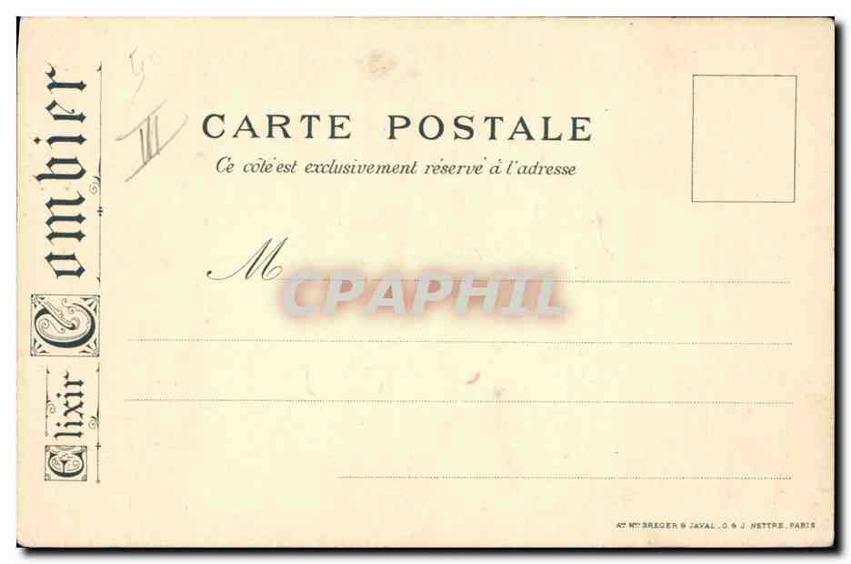 CPA Publicite Elixir Combier Chateau Brissac — Verso
