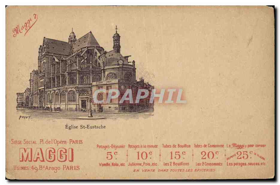 CPA Publicite Maggi Eglise St Eustache Paris Bd Arago
