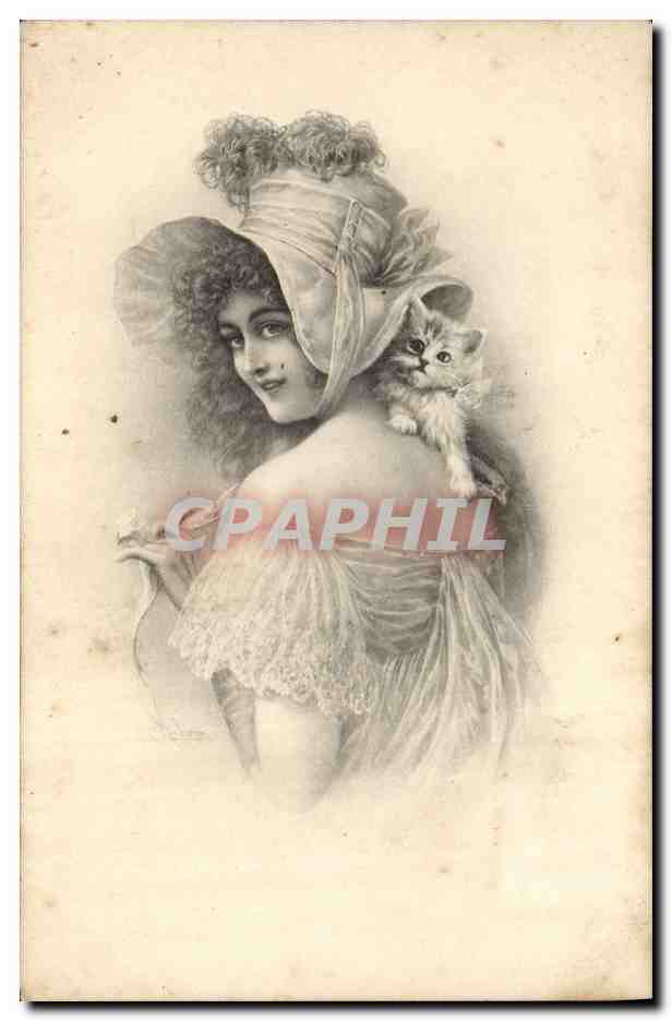 Donna con gatto — M.M. VIENNE, n° 749 — M. MUNK