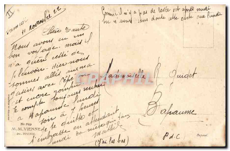 Donna con gatto — M.M. VIENNE, n° 749 — M. MUNK — Verso