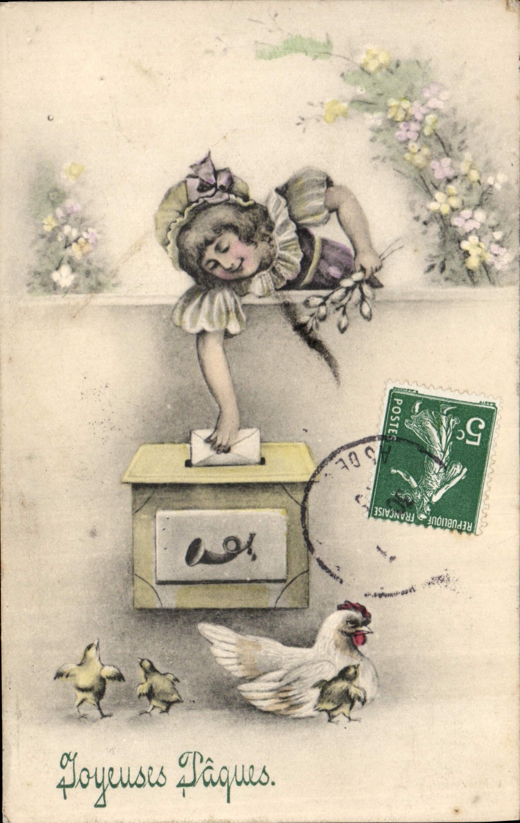 Mädchen, das mit Küken spielt — Ostern — Verlag nicht sichtbar