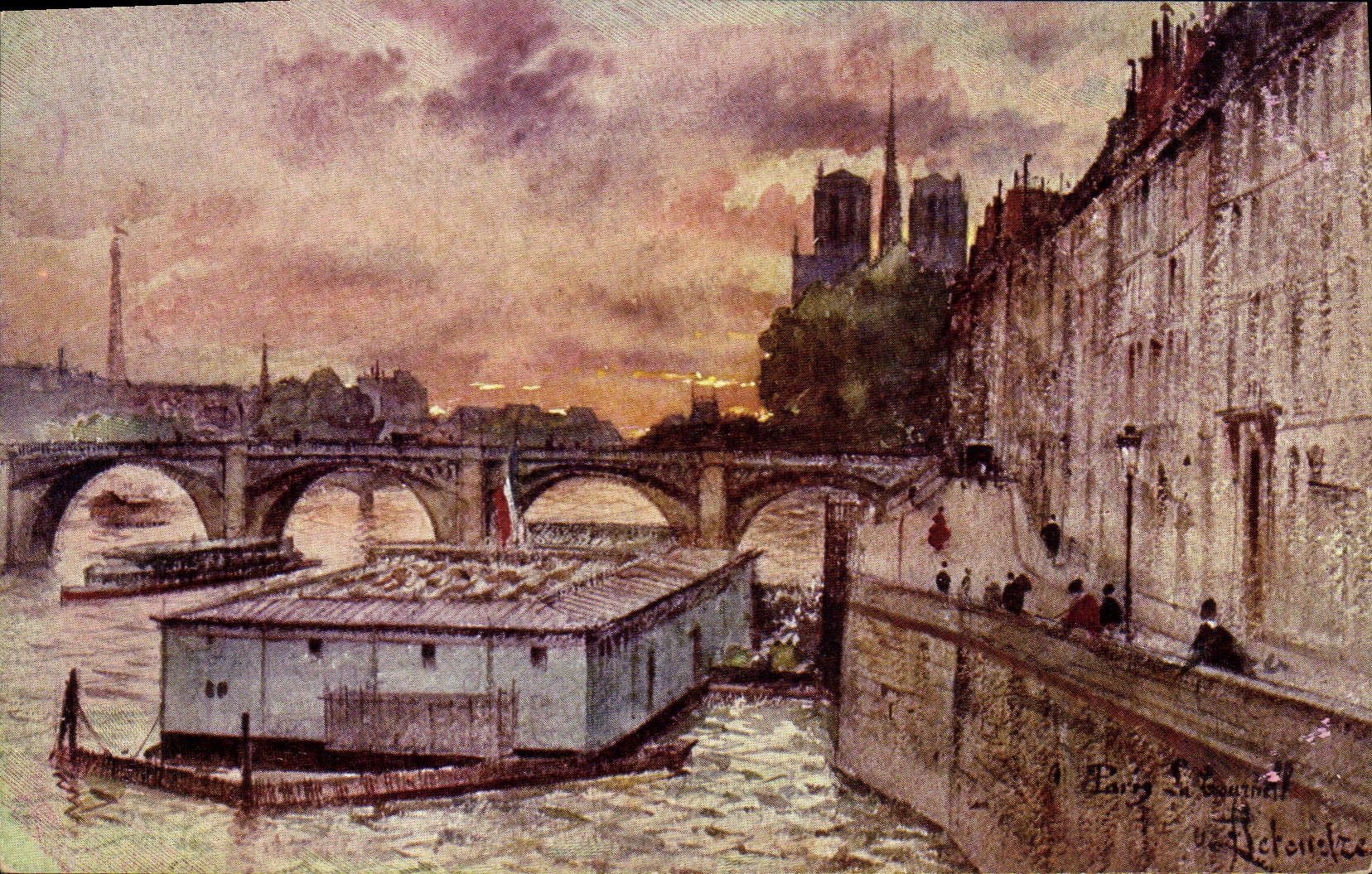 Paris — Vue de la Seine avec Notre-Dame — Léon Leboulondze