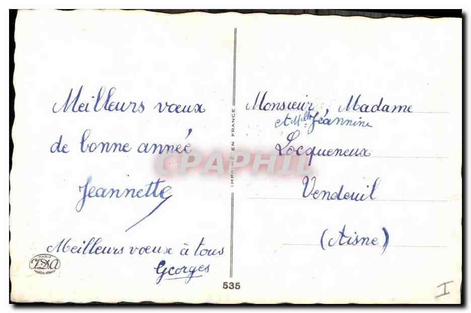 CPA Fantaisie Enfant Bonne Annee Bonhomme de neige — Rückseite