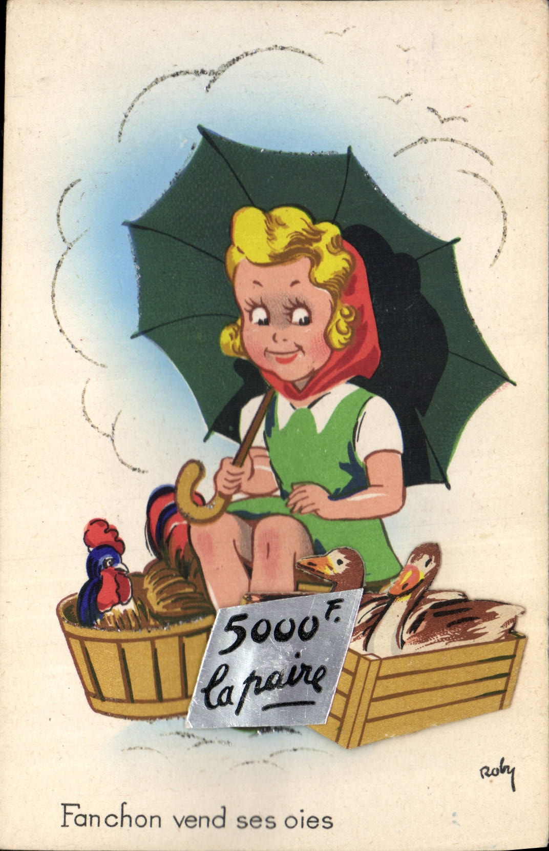 CPA Fantaisie Enfant Fauchon vend ses oies Poule Canards