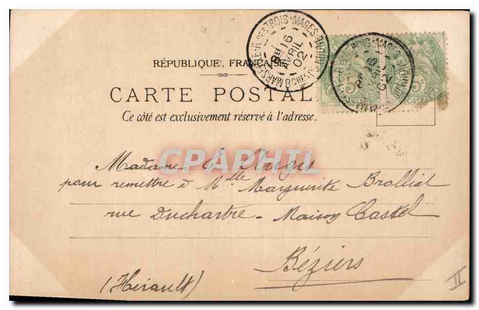 CPA Fantaisie Femme La cour sous un parapluie — Verso
