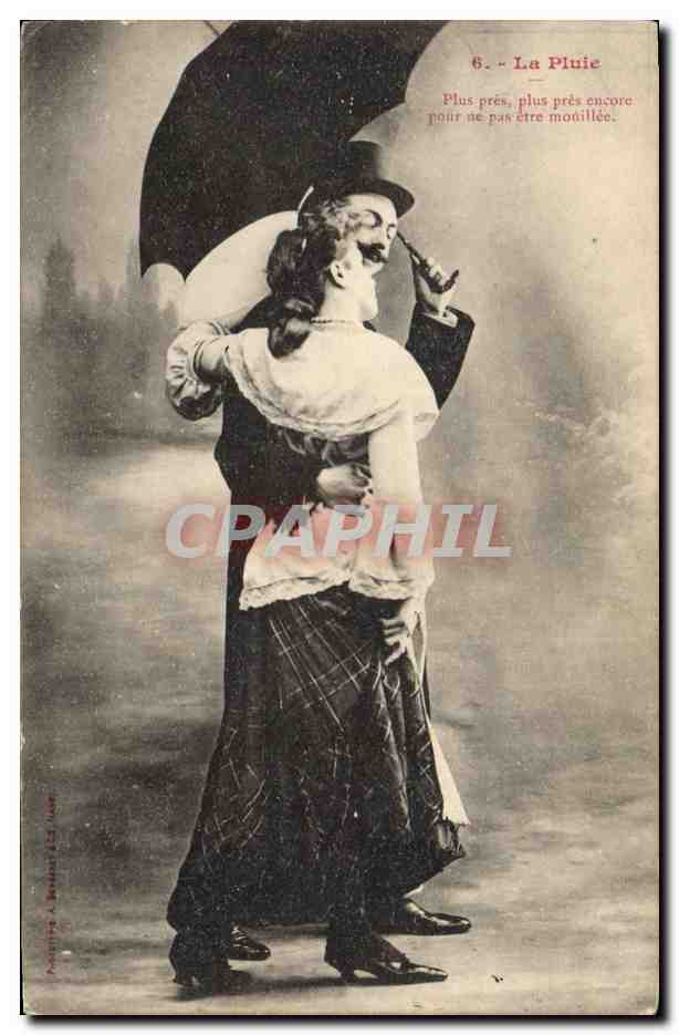 Un couple sous la pluie — La Pluie — éditeur L. Baudouin, n°6