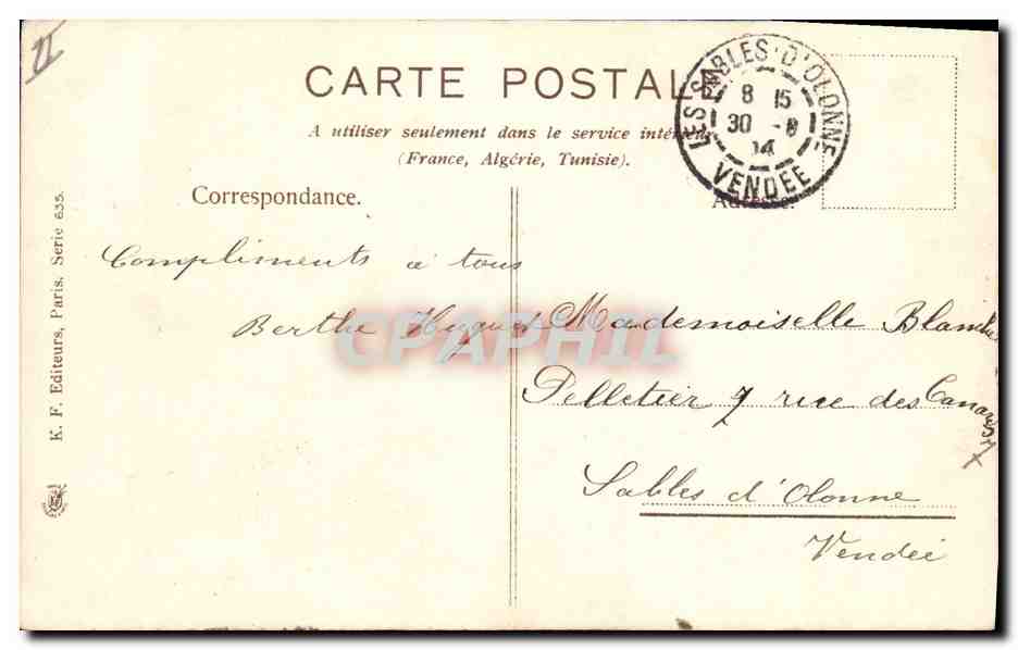 CPA Fantaisie Fleurs Pavots — Rückseite