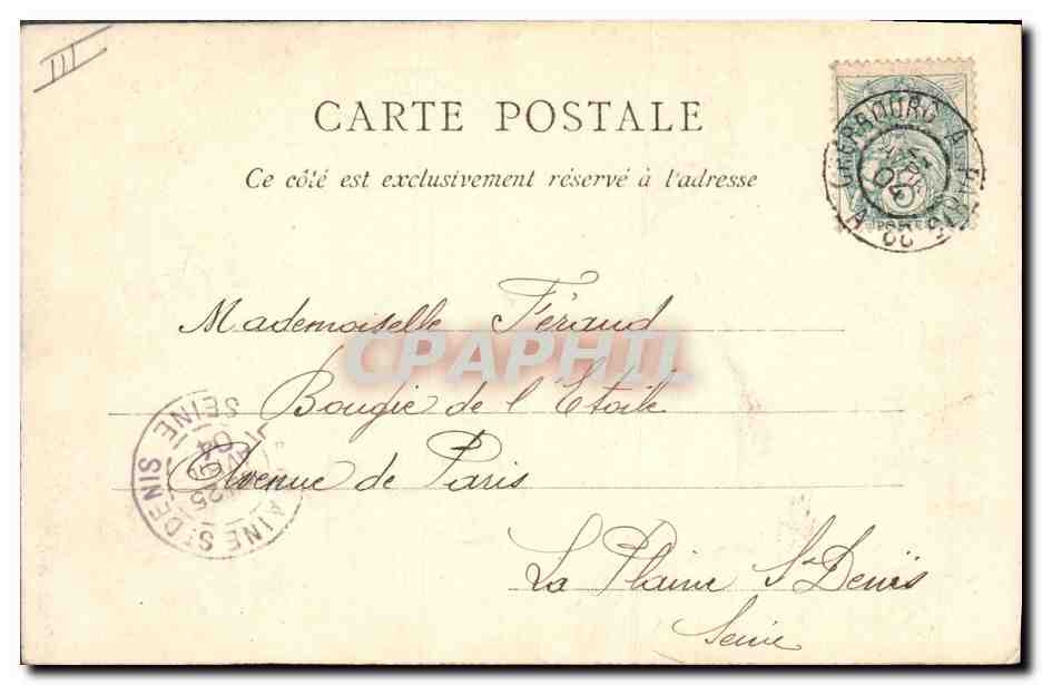 CPA Phare Cherbourg La grande jetee et la digue Bateau — Rückseite