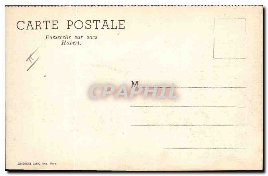 CPM Militaria Passerelle sur sacs Habert — Rückseite