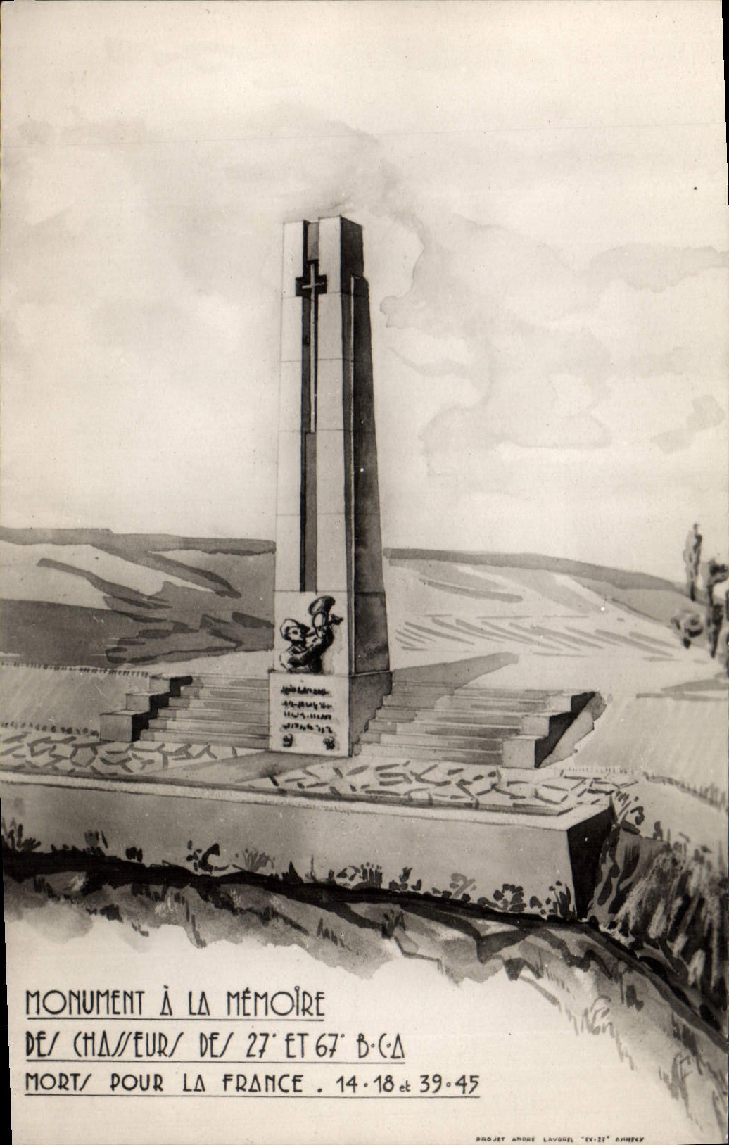 CPM Militaria Monument a la memoire des chasseurs des 27 et 67eme BCA morts pour la France