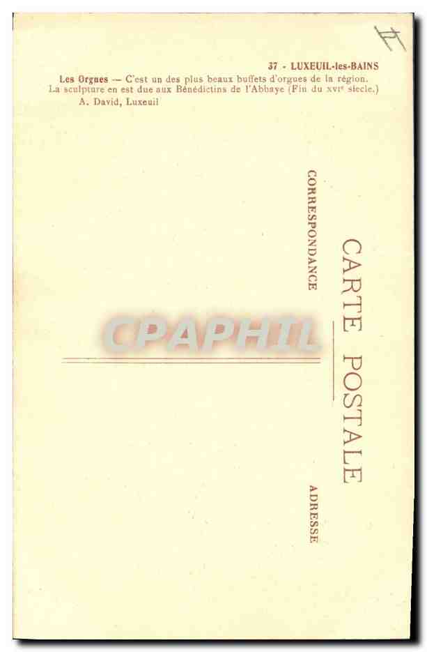 CPA Orgue Luxeuil les Bains Les orgues — Verso