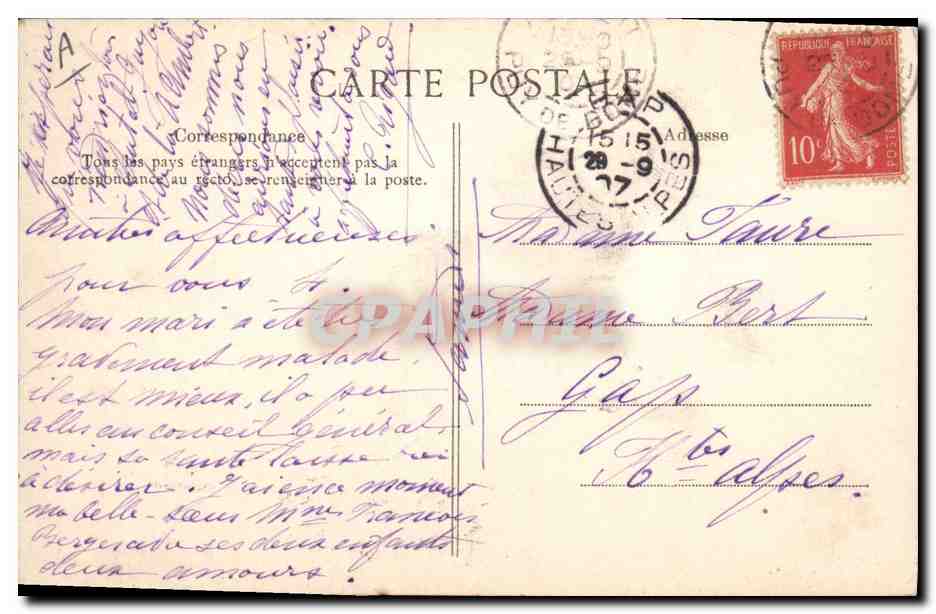 CPA Folklore Auvergne La Bourree  — Rückseite
