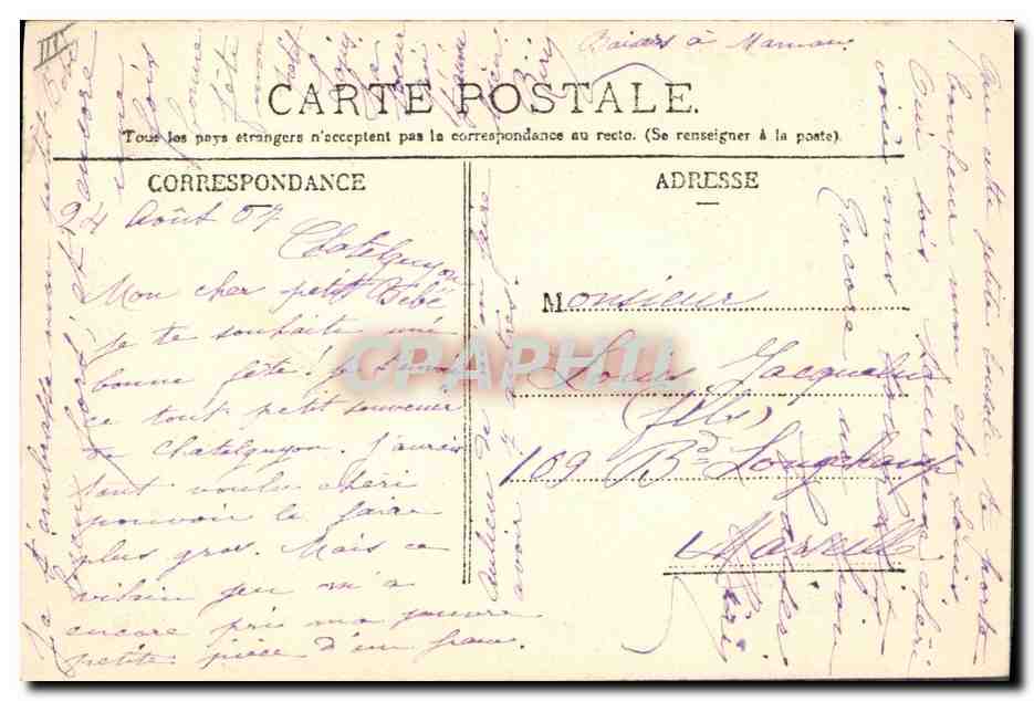 CPA Folklore Auvergne Cheval Hirondelle Agneau  — Rückseite