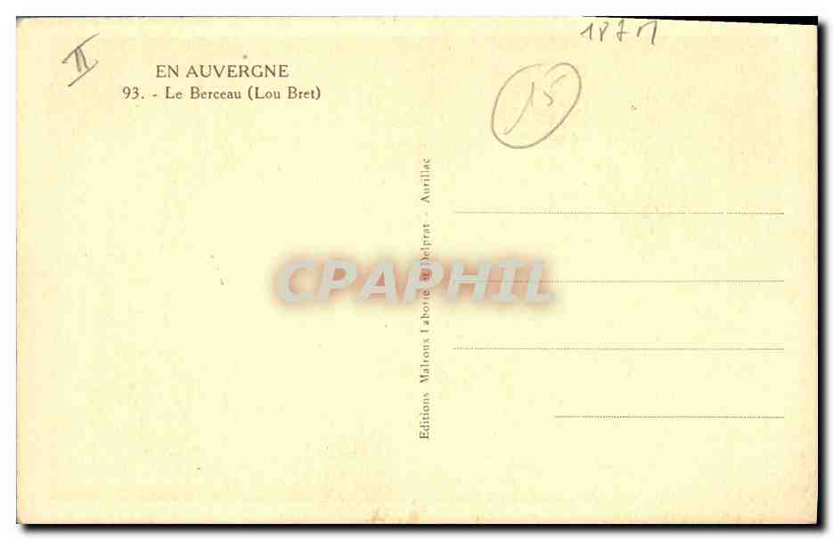 CPA Folklore Auvergne Le berceau Fileuse  — Verso