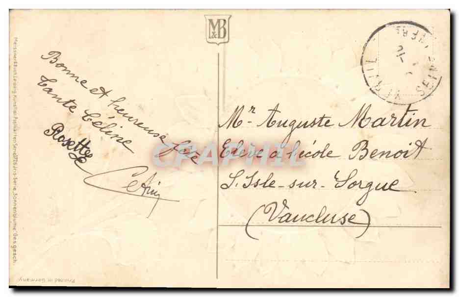 CPA Fantaisie Fleurs Biches — Verso