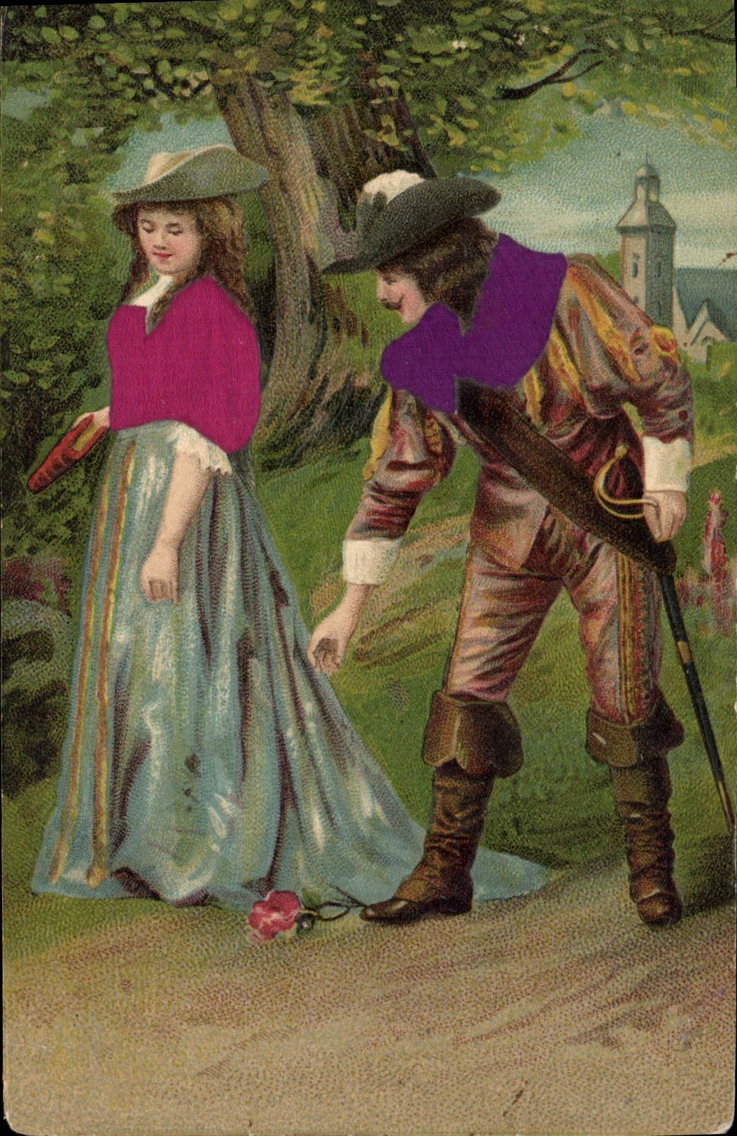 CPA Fantaisie Femme Mousquetaire 