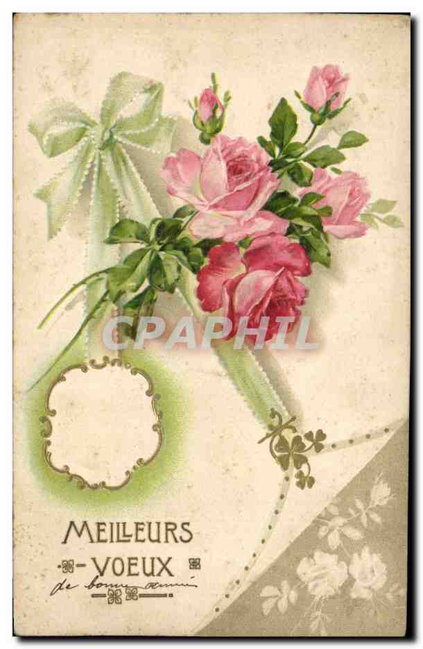 Bouquet de roses — Meilleurs vœux de bonne année — éditeur Union postale universelle, n° 2666