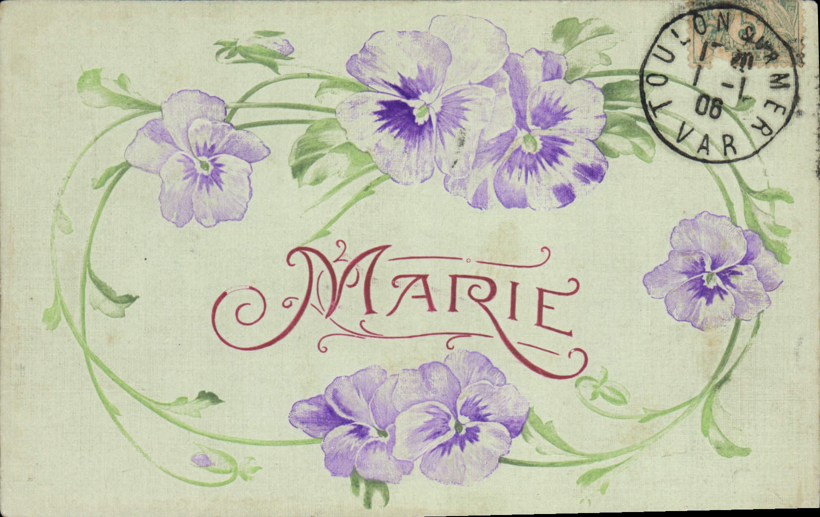 CPA Fantaisie Fleurs Prenom Marie 