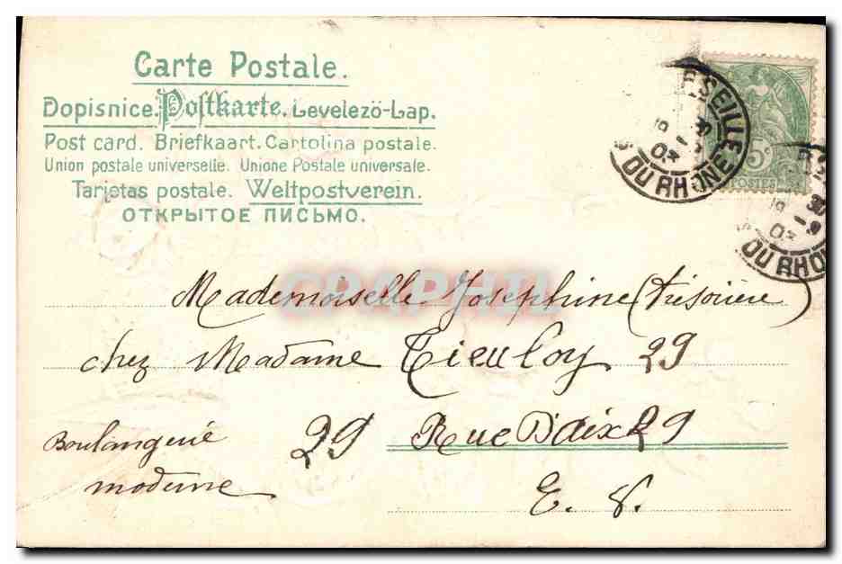 CPA Fantaisie Fleurs Hirondelle — Verso