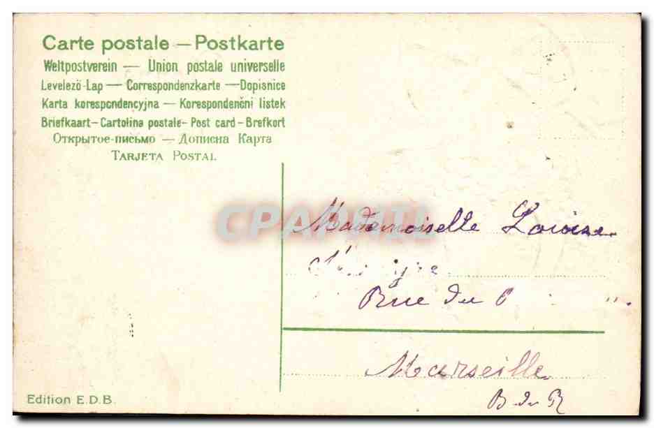 CPA Fantaisie Fleurs Fer a cheval — Rückseite