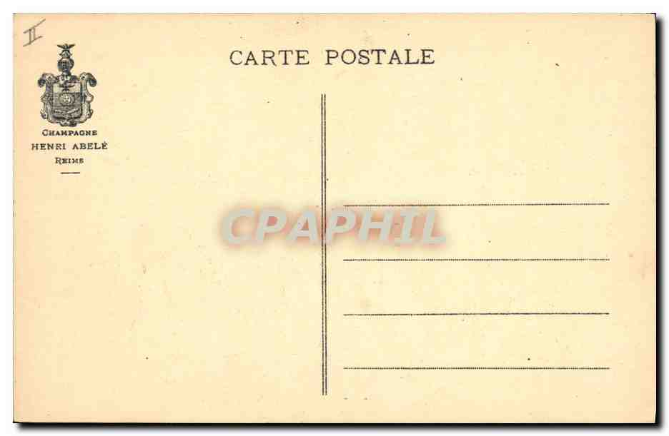 CPA Vin Vendanges Dom Perignon Modele de Chavailland Champagne Henri Abele Reims — Rückseite