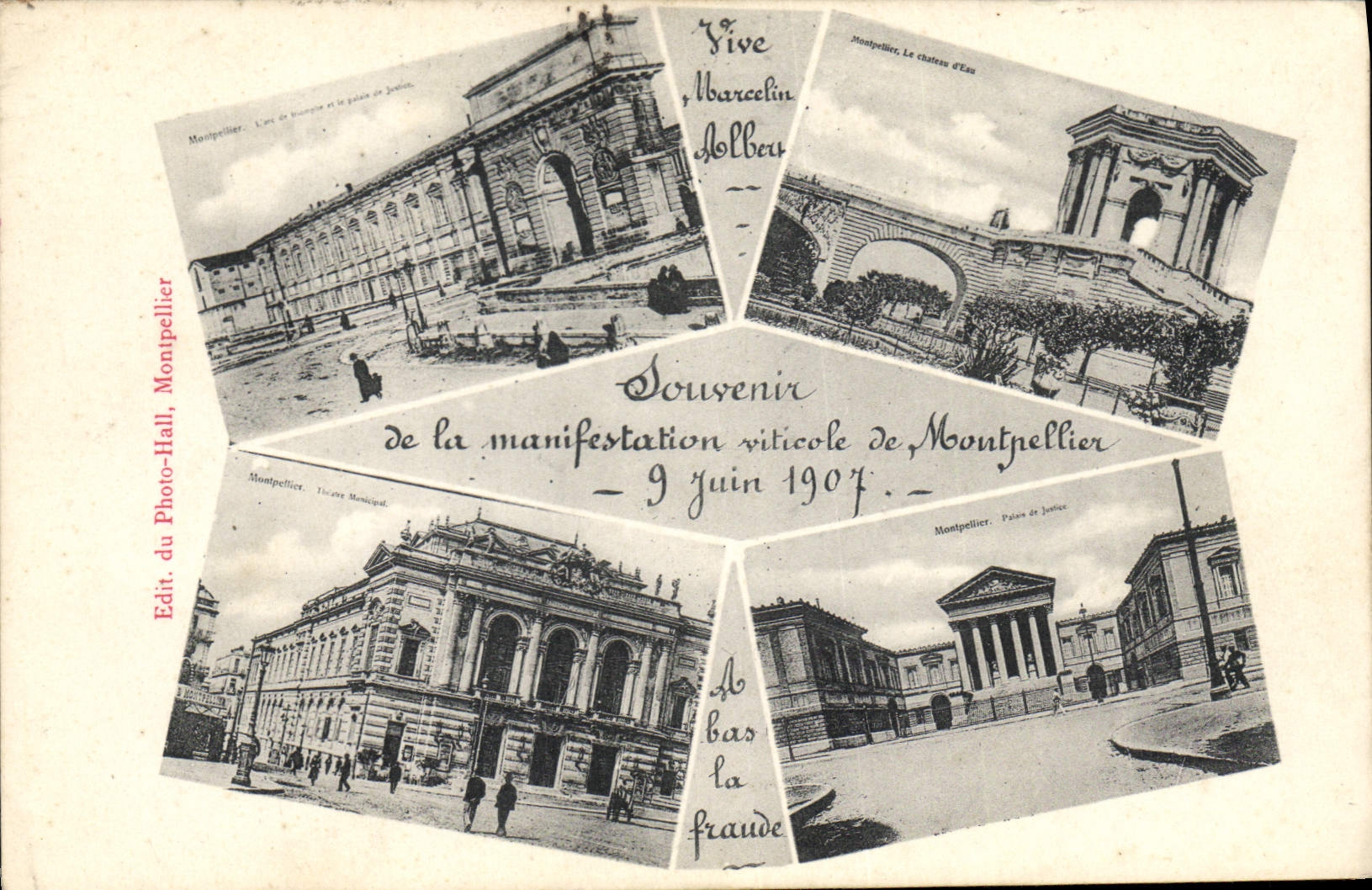 CPA Vin Vendanges Manifestation viticole de Montpellier 9 juin 1907 A bas la fraude