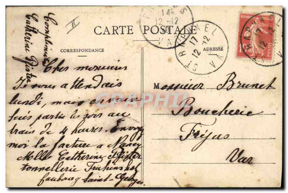 CPA Vin Vendanges Fete de la vigne et du Houblon 24 oct 1909 Char de Bacchus Tonnellerie Fruhinsholz — Rückseite