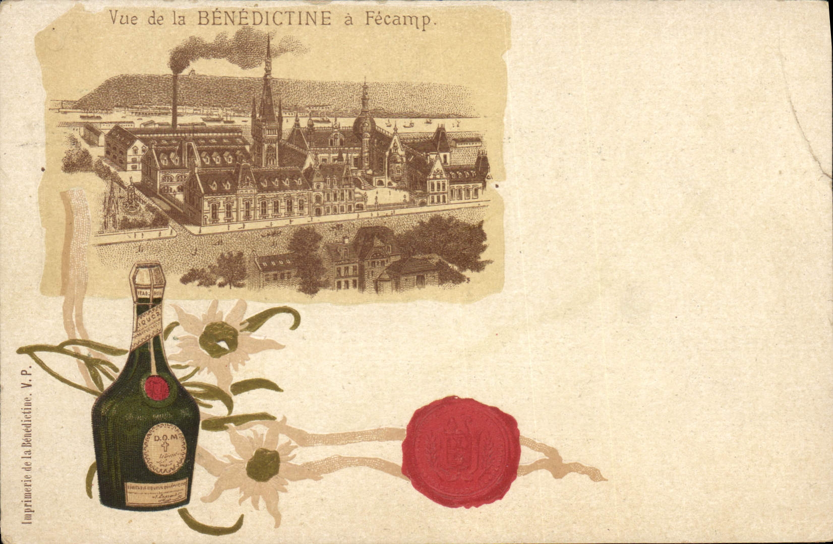 Vue de la BÉNÉDICTINE à Fécamp — Imprimerie de la Bénédictine, V.P.