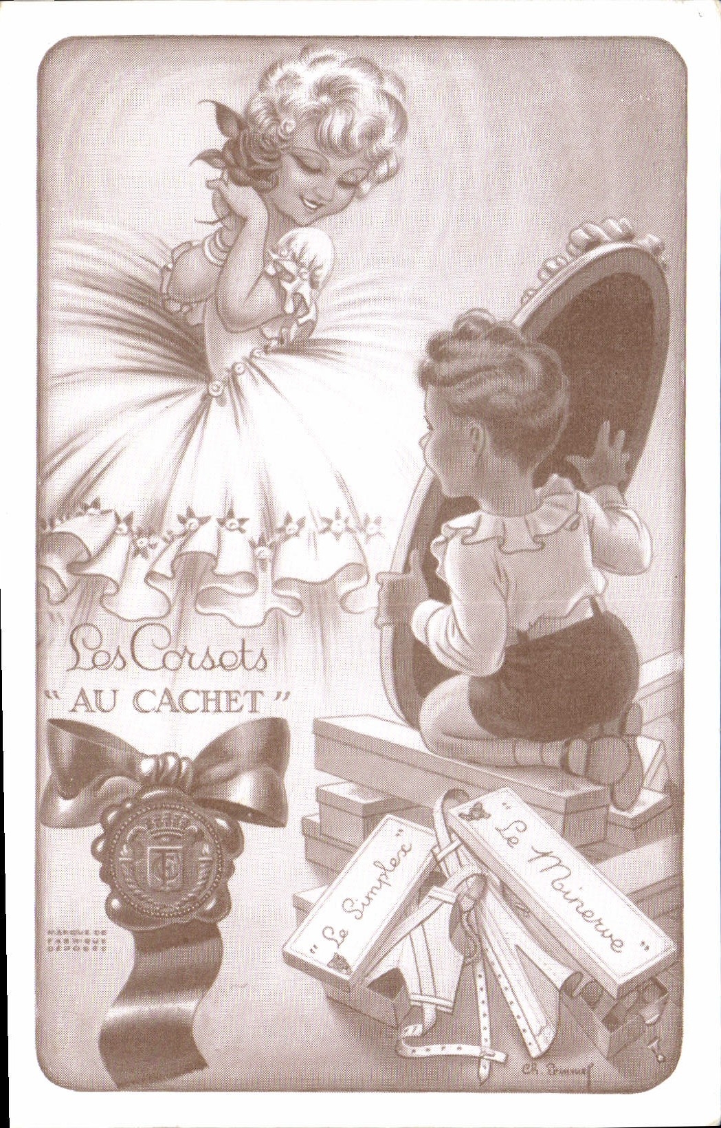 CPA Publicite Les corsets Au Cachet LE Minerve Le Simplex Enfants