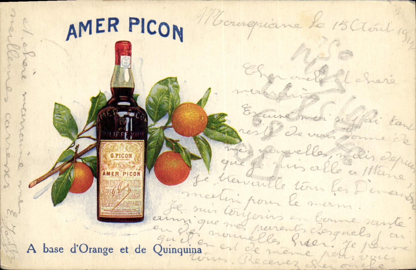 Amer Picon — liqueur à base d'orange et de quinquina — Grav. et Imp. Sadag, Bellegarde (Ain)